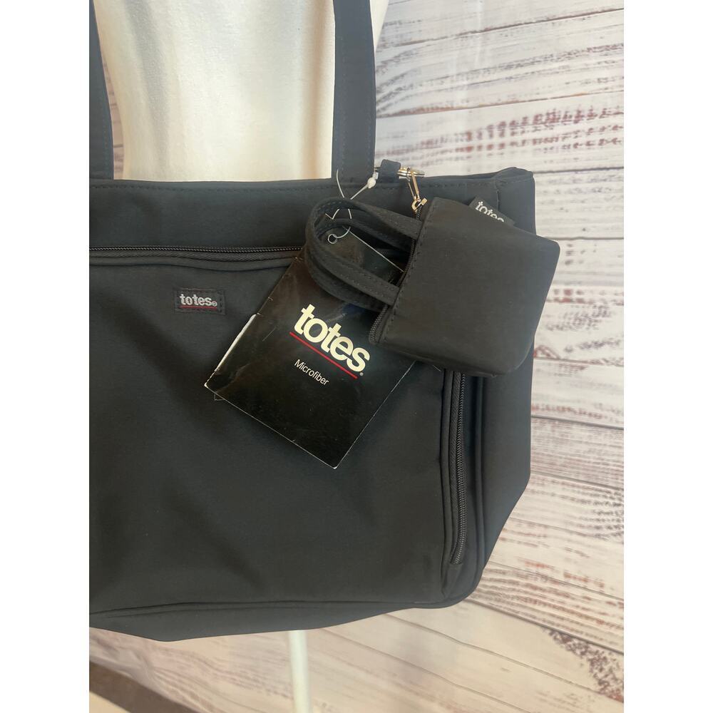 Totes black microfiber organizer tote bag black NWT - Picture 2 of 13